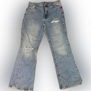 BDG by Urban Outfitters Light Blue Distressed High Rise Stretch Flare Jeans